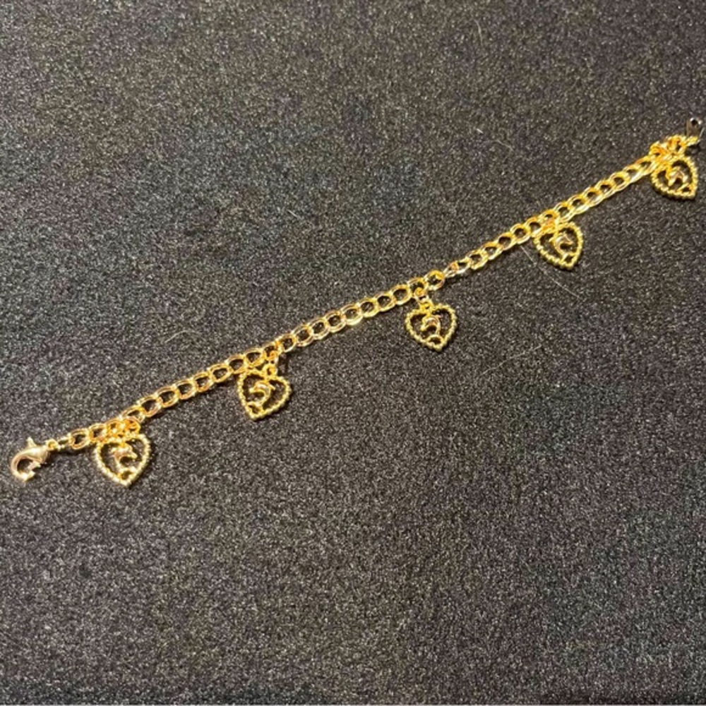 Gold Plated Charm Bracelet - Dolphins